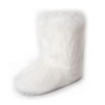 ZOSCGJMY Women's faux fur boots, winter boots, long boots, warm lined snow boots, White, 6 UK