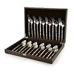 FnS Celebration 24 Karat Gold Plated Stainless Steel 24 Pc Cutlery Set with Leatherette Box (6 Dinner Spoons, 6 Dinner Forks, 6 Baby Spoons, 6 Teaspoons)