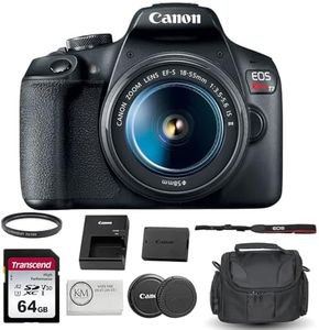 Canon EOS Rebel T7 DSLR Camera with 18-55mm Lens Bundled with 64GB Memory Card + Camera Bag + 58mm UV Filter + Microfiber Cleaning Cloth (5 Items)