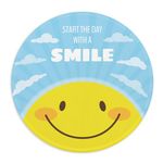 YAZMEEN Smiley Face Mousepad，Office Gift Mouse Mat for Laptop Gaming Supplies，Round Mouse Pad with Stitched Edge Non-Slip Rubber Base， Home Office Computer Desk Accessories，Funny Staff Gifts