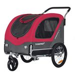 Large Pet Bike Trailer & Stroller for Dogs Up to 35kgs Parking Brakes Reinforced Base Floor (Red/Black)