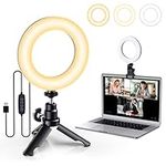 Selfie Ring Light for Laptop and Phone, 5'' Ring Light with Tripod Stand & Clip, Video Light Computer Ring Light for Webcam Lighting/Video Conference/Video Calls