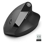 JLab JBuds Ergonomic Mouse, Connect via Bluetooth or USB Receiver, Multi Device Bluetooth Mouse, Vertical Ergo Full-Size Rechargeable Wireless Mice for Laptop Computer, Desktop PC, Tablet, Windows/Mac