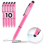 Duronic Stylus Pens IS10P [PINK] [pack of 10] Refillable Ballpoint Pen & Rubber Stylus 2-in-1, Capacitive Stylus Pens for Touch Screen Devices for iPad, Tablet, Surface, Laptops, Kindle