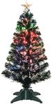 3ft Pre-Lit Fiber Optic Artificial Christmas Tree with Top Star, Multi-Color Lighting Tabletop Mini Christmas Tree with Sturdy Legs,Optical Fiber Xmas Tree for Home, Office, Party Decoration