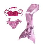 Lito Angels Girls Mermaid Tail Swimwear Swimsuit Bathing Suit Bikini Swimming Costume 3 Pieces Set Size 6 / 6X Purple Pink B