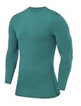 PowerLayer Men's Compression Long Sleeve Top - Thermal Base Layer for Running, Cycling, Gym - Carmine Green, XXL