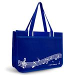 BestSounds Piano Bag, Zipper Waterproof Music Book Tote Bag Piano Accessories for Women, Gifts for Musicians (Dark Blue Music)