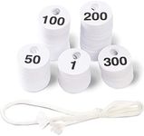 Juvale 2 Sets of Round Numbered Tags 1-300, Double-Sided Plastic Coat Check Tickets (1.7 in, 600 Pieces Total)