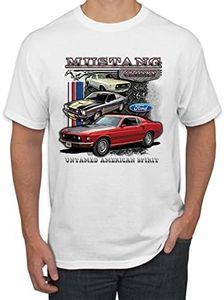 Ford Mustang Classics Untamed American Spirit Cars and Trucks Men's Graphic T-Shirt, White, 5X-Large