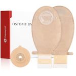 DERAYMI 10 PCS Colostomy Bags, Convex Two-Piece Ostomy Bag, Colostomy Supplies, Ileostomy Supplies, Colonoscopy Bags Used for Stoma Skin Is Depressed and Uneven,15-45mm Can Be Cut (Ten Ostomy Bags+Five Chassis)