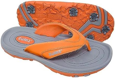 ZORIZ Golf Sandals for Women and Men, Golf Thong Flip Flops With Removable Soft Spikes, Golf Footwear With Deeper Heel Cup and Higher Sidewalls for Secure Comfort, Orange, Men’s 14