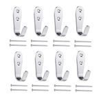 Beilala 8 Pack Heavy Duty Coat Hooks for Wall Door, Stainless Steel Metal Hook Wall Mounted for Kitchen Bedroom Bathroom Office Closet