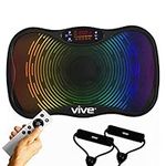 Vive Shake Plate - Vibration Platform with Resistance Exercise Band - Vibrating Fat Shaker Power Machine - Equipment for Whole Body Home Fitness - Pulsating Weight Loss Training (Black)