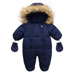 SRTUMEY Baby Snowsuit Romper Infant Baby Girl Boy Winter Warm Coat Snowsuit Toddler Jacket Clothes Zipper Jumpsuit Hooded Snow Wear Coat Snowsuit 24 Months Clearance 0-6 Months #2_Navy