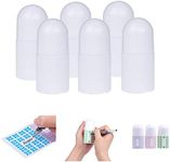 Refillable Roll-On Deodorant Bottles (6-Pack) - Empty - 1 Oz (30 ml) - 20 Writable Stickers - Twist Cap - For Homemade Natural Deodorant, Sunscreen, Moisturizer, etc.