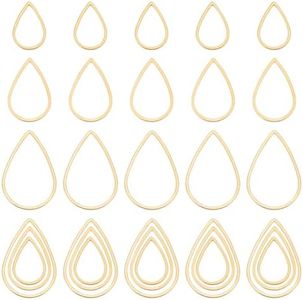 UNICRAFTALE 30 pcs 3 tailles Anneaux de Liaison Acier Inoxydable Larme Perles Cerceau Lien Boucle D'Oreille Cerceaux pour la Fabrication de Bijoux Cadre de Pendentif à Lunette Ouverte Creuse