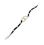 VRINDAM JEWELLERS Exclusive 925 Sterling Silver 2 Heart Charm With 6 Silver Ball In Black Bracelet Thread For Girls And Women_Adjustable_Comfortable_Traditional_Rose Gold Finish