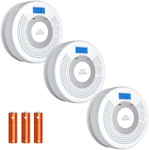 Linsoal 3 Pack Combination Photoelectric Smoke Alarm and Carbon Monoxide Detector Battery Operated with Digital Display (White)