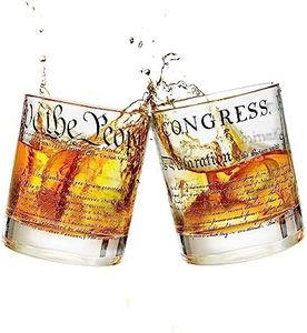 Greenline Goods Whiskey Glasses – United States Constitution + Declaration Glass (Set of 2) - 10 oz Tumblers - American US Patriotic Gift Set - Old Fashioned We The People Cocktail Glasses