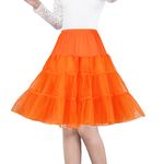 SHIMALY Women's 50s Vintage Petticoat 26" Crinoline Rockabilly Tutu Skirt (L-XL,Orange)