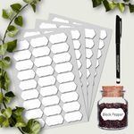 BAASC - Vinyl White Labels for Mason Jar Glass Bottle, Decals Craft, Kitchen Waterproof Jar Labels Stickers with Black Marker (108 PCS)