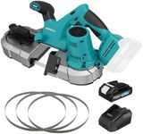 ONEMANA Cordless Bandsaw, 20V Brushless Portable Bandsaw, 2.5" Deep Cut Metal Band Saw, 6 Speeds Band Saw for Cutting Metal,woodworking,Pipe, Conduit (Battery Included)