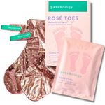 Patchology Rosé Toes - Moisturizing Shea Butter Foot Mask with Strawberry Scent, Foot Booties for Dry Cracked Feet, Disposable Home Spa Socks with Resveratrol, Soothing Foot Care (1 Pair)