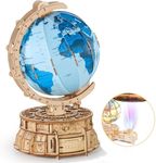 RMOKA 3D Wooden Puzzles for Adults Illuminated Globe with Stand 188pcs 3D Puzzles Model Kit Built-in LED Music Box Stem Toys Gifts for Adults/Teens