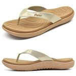 jiajiale Womens Fashion Orthotic Flip Flops Ladies Lightweight Comfortable Thick Cushion Support Yoga Mat Thong Sandals With Plantar Fasciitis Slip On Outdoor for Summer Beige UK5