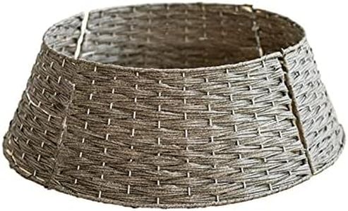 Belupai Gonne per Albero di Natale in Vimini Anelli per Collare, Gonna per Albero di Natale in Rattan Artificiale Supporto Collare per Albero di Natale in Fattoria per Decorazione di Alberi(Grigio, L)