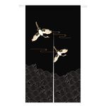 Ofat Home Design Japanese Doorway Curtain Black Traditional Painting Red Crowned Crane Noren Curtain 33.5"x 59" for Kitchen Bistro Partition Shading Home Decorative