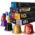 Strong Coffee Variety Pack: 100 Nespresso Compatible Pods. Test-Winning Capsules. 6 Different Varieties