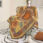 ShesYuki Boho Throw Blanket Reversible Cotton Bohemian Tapestry Hippie Room Decor Carpet Chair Couch Sofa Cover Outdoor Blanket Double Sided (National Sun Pattern Yellow 50"x60")