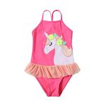 FreeLu Baby Girls' One Piece Cartoon Swimsuit Animal Print Bathing Suit Ruffles Swimwear Cute Baby Bikini Beachwear, Unicorn, 18 Months