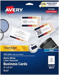 Avery Clean Edge Printable Business Cards with Sure Feed Technology, 2" x 3.5", White Linen Textured, 200 Blank Cards for Inkjet Printers (08873)