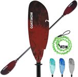 WONITAGO Angler Kayak Paddles Aluminum Paddle with Plastic Blades and Paddle Leash, Floating Adjustable Fihsing Kayak Oars, 3 Piece, 230-250cm/90-98 inch Red