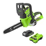 Greenworks 10-Inch 24V Cordless Chainsaw, 2.0 AH Battery Included 20362