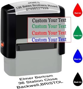 Custom Self-Inking Stamp Up to 3 Lines Personalized Text Stamp for Office, Teacher, Address & Business Customized Label Stamps Choose Font, Ink Color,for Personal & Professional Use