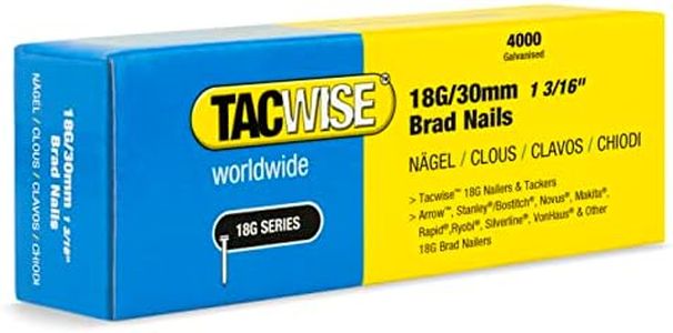 TACWISE Clavos 1711, tipo Brad, 18 g/30 mm, galvanizados, con cabeza plateada, 4000 unidades
