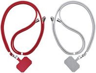 Universal Cell Phone Strap (2 Pack), Crossbody Phone Lanyards for Neck Adjustable Wrist Straps as Phone Grip Compatible with Most Phone Cases,Red Light Grey