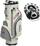 TIVOR 2026 T-Lock Golf Cart Bag-14-Way Full-Length Dividers,9 Pockets, Easy-Access Handle & Ergonomic Straps | Perfect for Cart & Walking, Includes Rain Cover-White＆Gray
