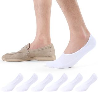 Closemate 6 Paires Chaussettes Invisibles Homme et Femme Chaussette Basse Respirante Coton Socquettes avec Antidérapantes en Silicone 39-42 43-46 pour Loafers Mocassins Baskets (6Blanc,Taille L)