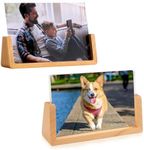 4x6 Wood Picture Frame Set of 2 Rustic Wooden Photo Frames with Beech Wood Base U Shaped Double Sided High Definition Acrylic Covers Menu Holder Sign Card Stand for Tabletop or Desktop Display