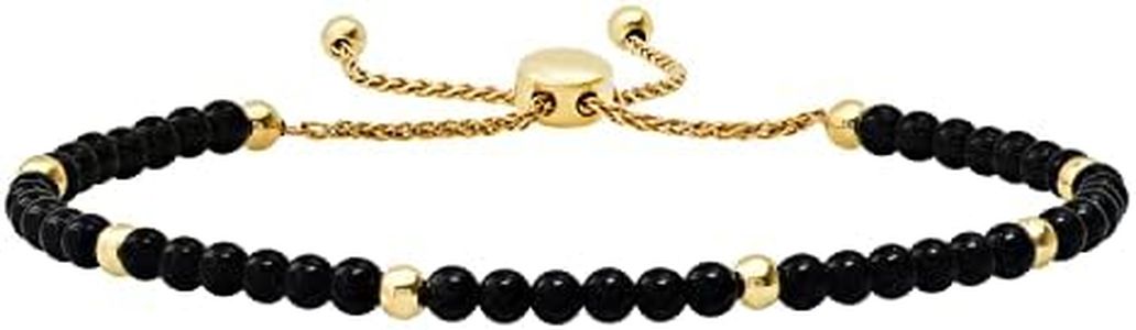 Dazzlingrock Collection Black Agate Beads with Gold Balls Bolo Bracelet for Unisex (Lenght 10 Inch) in 10K Solid Yellow Gold