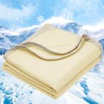 PHF Double Cooling Blanket Single Size for Hot Sleepers, Double Side Arc-Chill Q-Max>0.5 Cooling Blanket for Night Sweats, Summer Blanket Keep You Cool All Night, 130 x 150cm, Alabaster Gleam