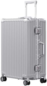 AnyZip Luggage PC+ABS Aluminum Frame Zipperless Checked Luggage Hard Shell Suitcase with TSA Lock Double Spinner Wheels 24 Inch Silver