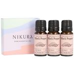 Nikura Black Pepper Essential Oil - 30ml (3 x 10ml) | 100% Pure Natural Oils | Perfect for Aromatherapy, Diffusers, Soap Making, Candles | Great for Stress Relief, Managing Cravings | Vegan & UK Made