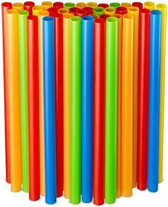 Assorted Colors Jumbo Smoothie Straws, Colorful Disposable Wide-mouthed Large Milkshake Straws 9'' Inches High/Tall 100 pack