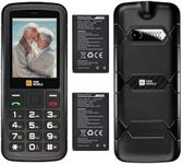 AGM M9 Basic Mobile Phone, 4G LTE Unlocked Dual SIM, 3 Card Slots/128GB TF Expand, Large Buttons & Font, Speed Dial, FM Radio & Flashlight, IP68 Waterproof/Drop-Proof/Dustproof, Extra Battery Included